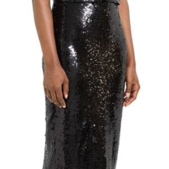 Theory Black Fluid Sequin Midi High Slit Skirt | Size 10 | NWT - Picture 1 of 5